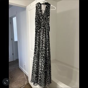 NWT Express Grey Leopard Print Maxi Dress